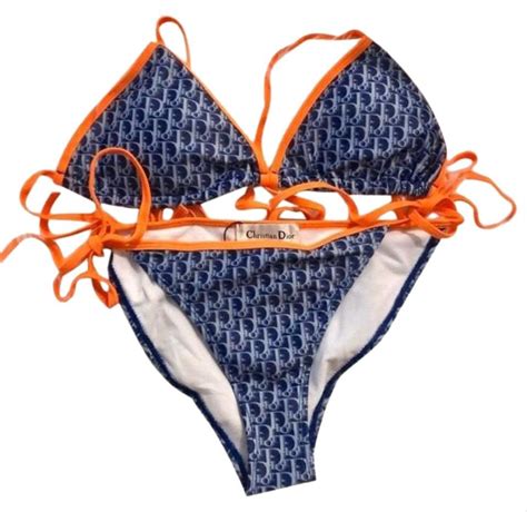 dior blue orange bikini